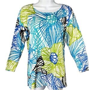 Stretch Knit Tunic Top Size L Classic Resort Cruise Vacation Old Money